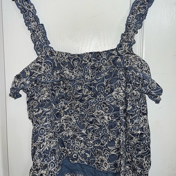 American Eagle Lace/Embroidered Tank Top in Blue Floral Print — XL - Picture 4 of 4